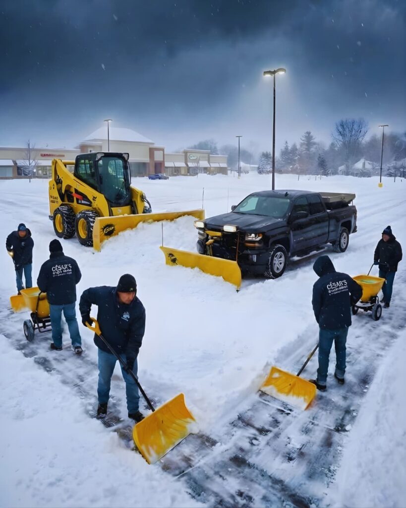 MAS-Snow Removal's heavy equipment fleet, including front-end loaders and dump trucks, demonstrating commercial operational capacity in Arlington MA.